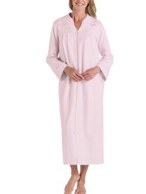 Miss Elaine Women's Embroidered Waffle-Knit Robe Pink Size XL 21103